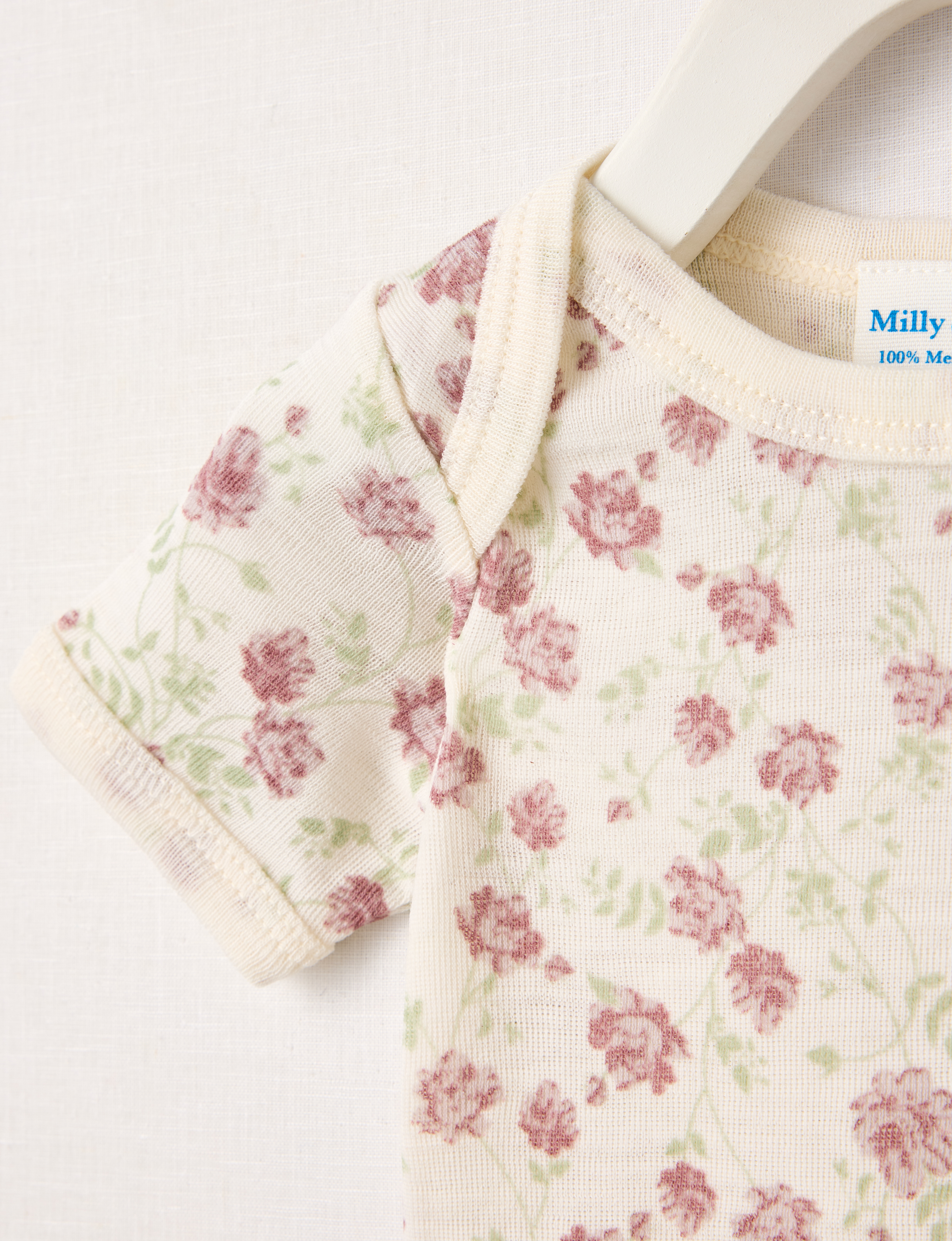 Milly & Milo Flower Merino Short Sleeve Bodysuit, Lilac product photo View 02 L