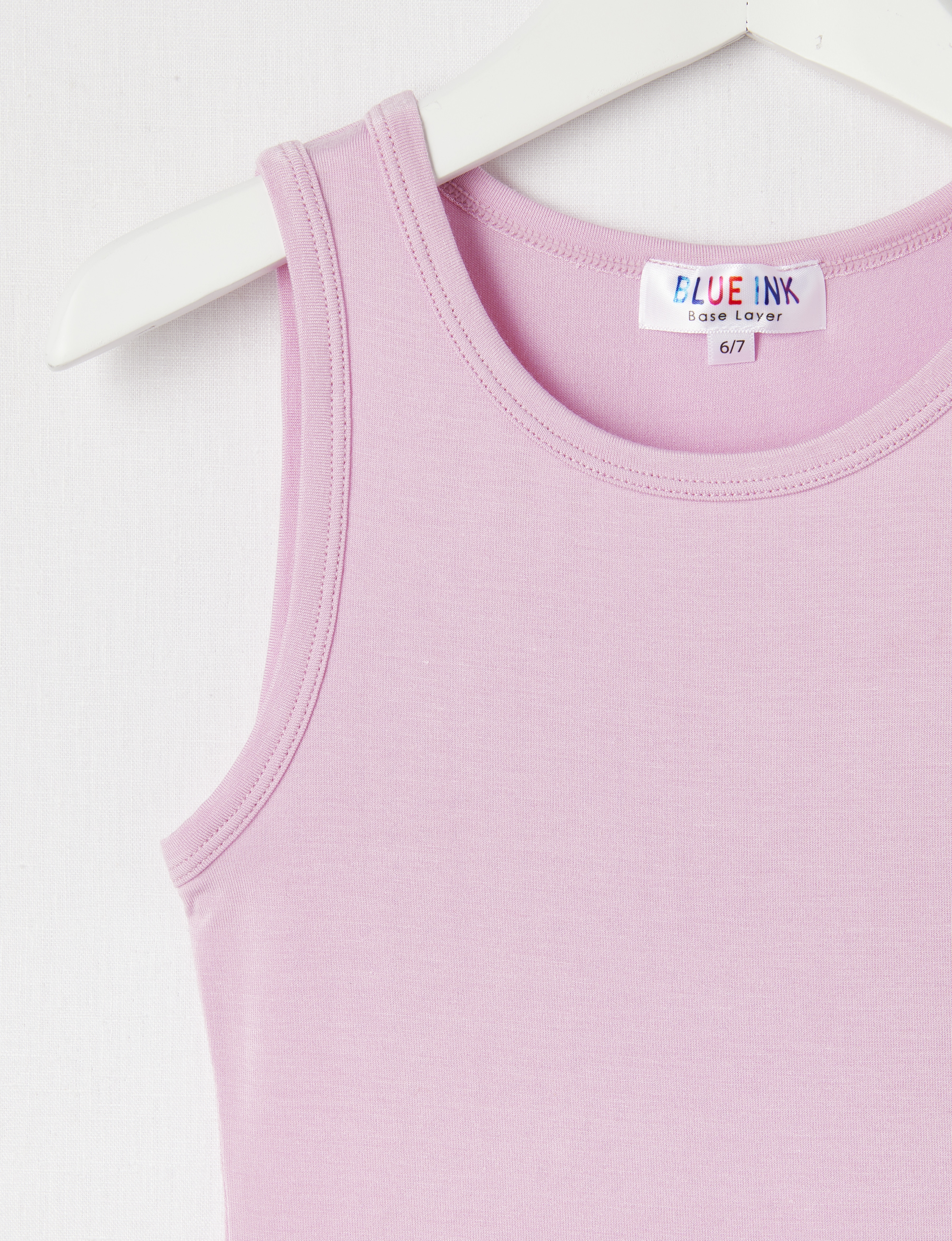 Blue Ink Bamboo Singlet, Pink, 3-7 product photo View 02 S