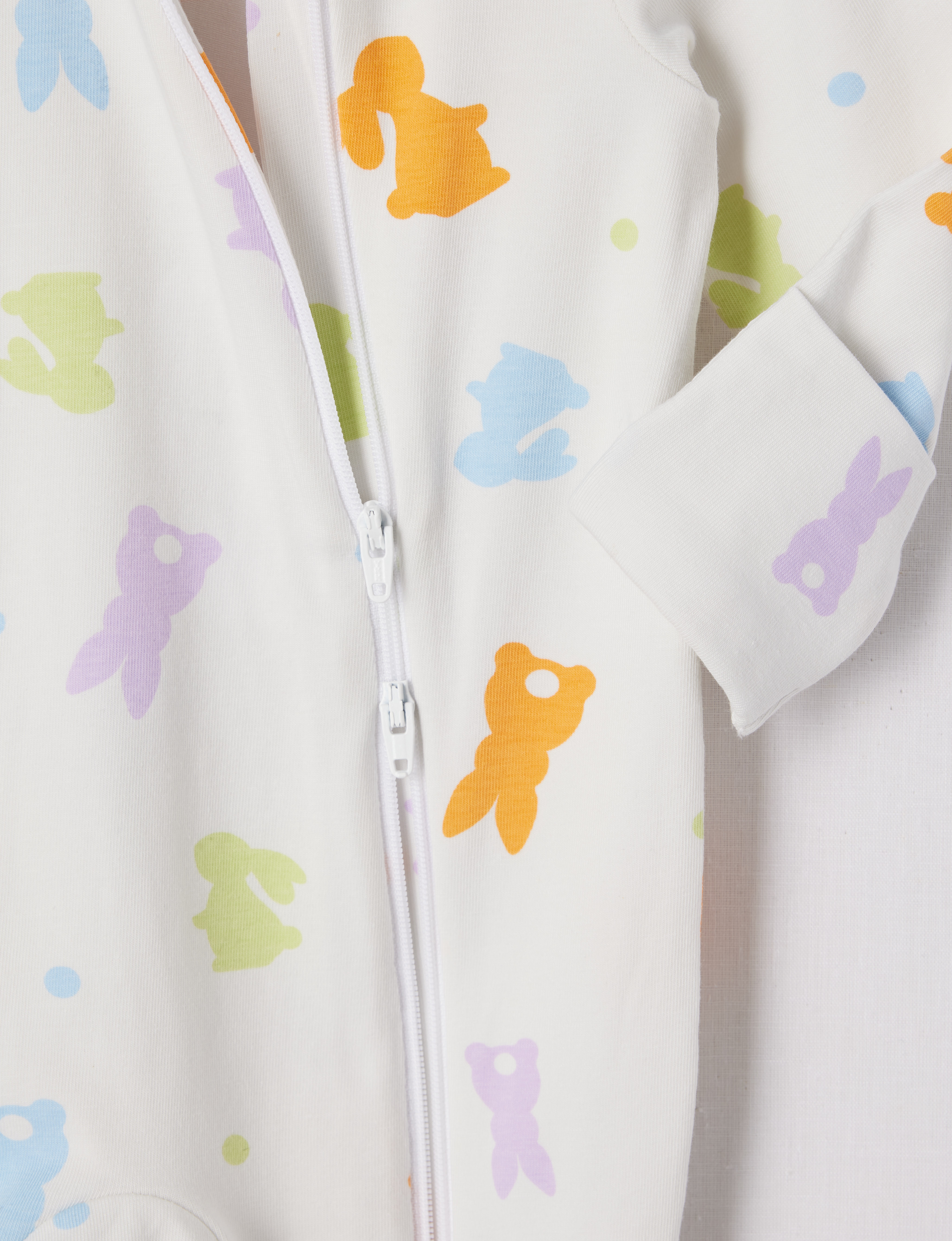 Teeny Weeny Sleep Bright Bunny Stretch Cotton Sleepsuit, Optic White product photo View 02 S