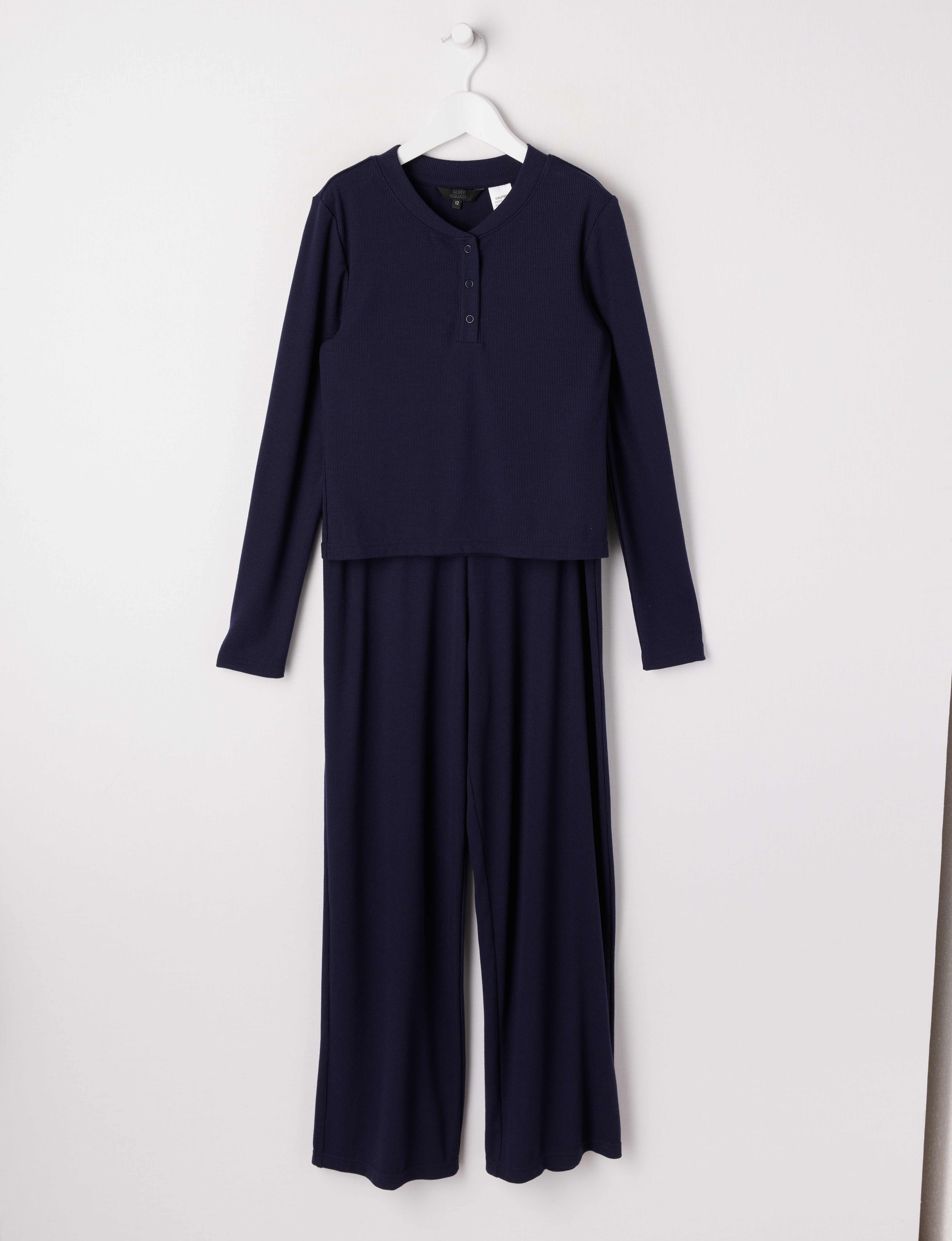 Sleep Squad Rib Henley PJ Set, Midnight, 8-16 product photo