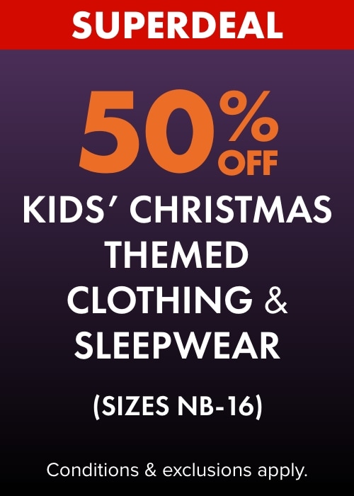50% OFF Kids' Christmas Themed Clothing & Sleepwear