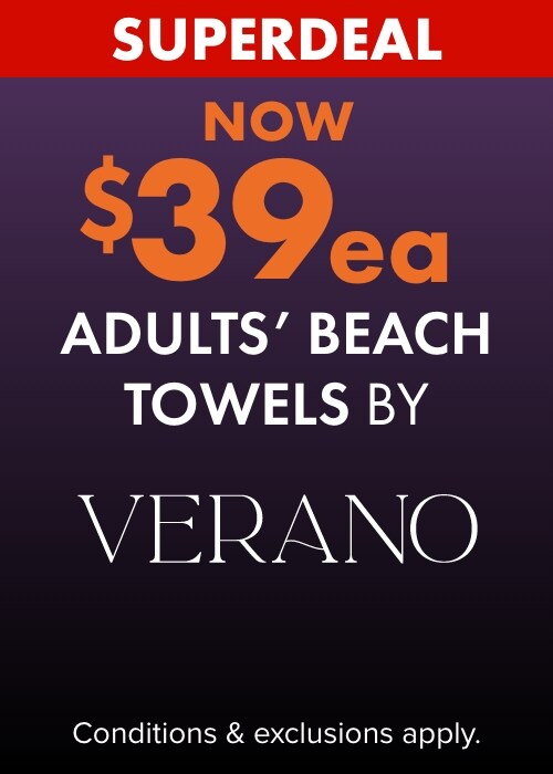 Now $39ea Adults Beach Towls by Verano 