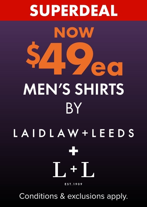 Now $49ea Men's Shirts by Laidlaw + Leeds  & L+L Casual