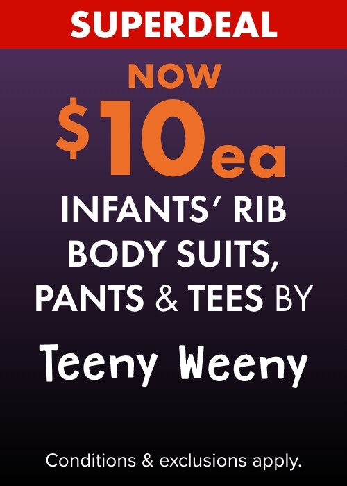 Now $10ea Infants Teeny Rib Bodysuits, Pants & Tees by Weeny