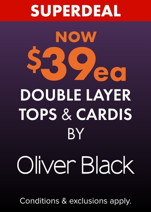 Now $39ea Double Layered Tops and Cardis by Oliver Black 