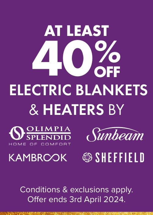 At Least 40% OFF Electric Blankets & Heaters