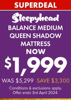 SUPERDEAL Sleepyhead Balance Medium Queen Shadow Mattress NOW $1999