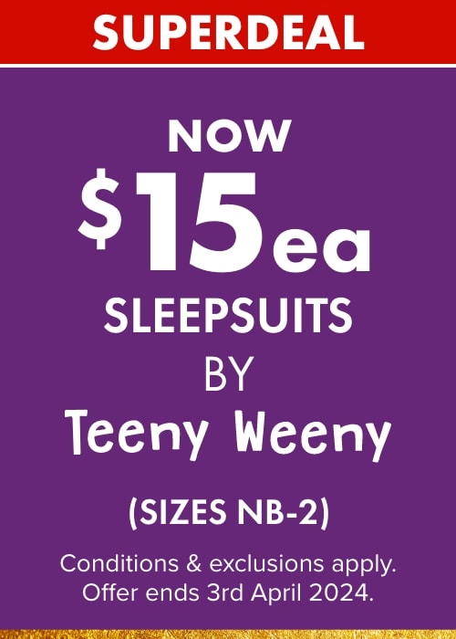 NOW $15ea Sleepsuits by Teeny Weeny