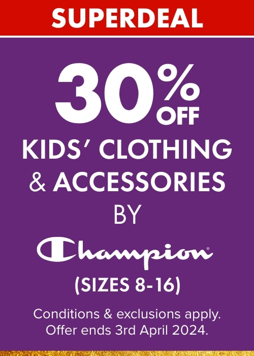 30% OFF Kids' Clothing, Socks & Accessories by Champion