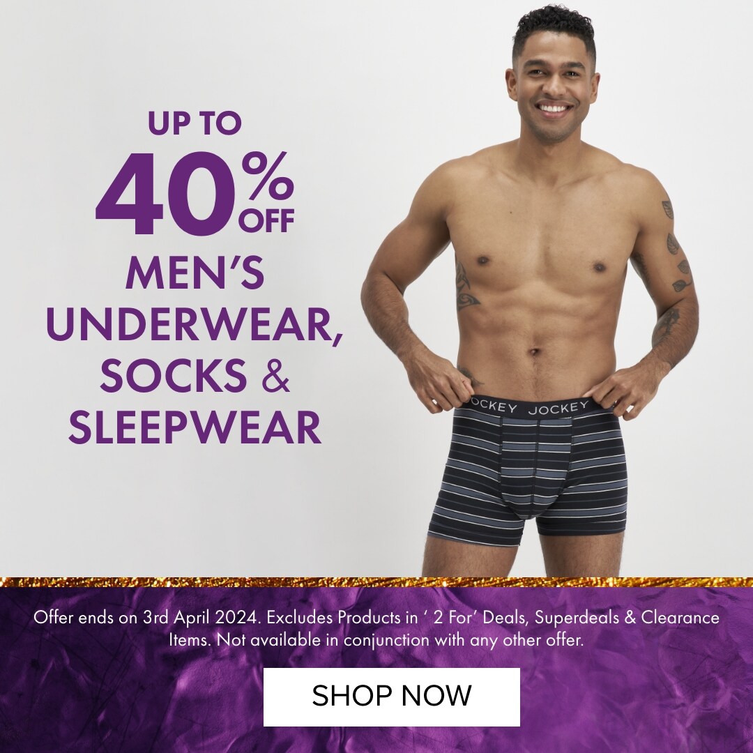 Up To 40% off Men's Underwear, Socks & Sleepwear