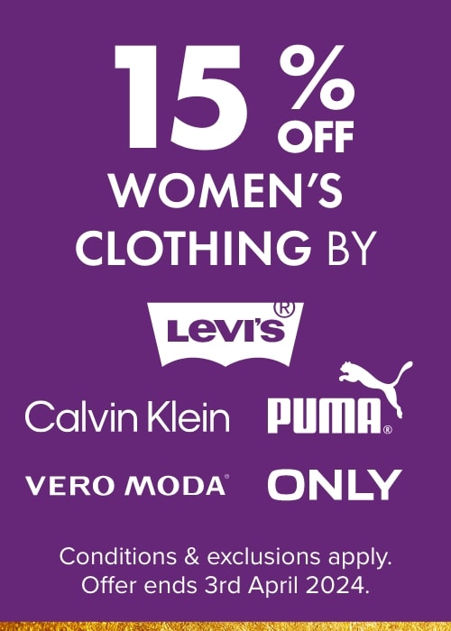 15% OFF Women's Clothing by Levis, Puma, Calvin Klein, Vero Moda & ONLY