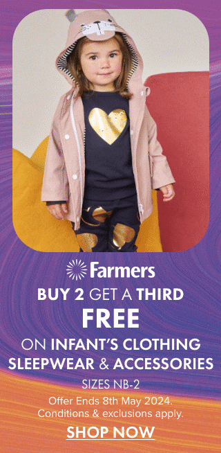  Buy 2 or more & get a 3rd Free on Infants' Clothing, Sleepwear & Accessories