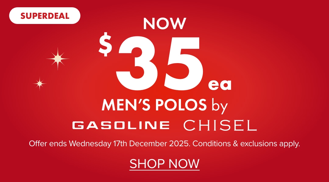 NOW $35ea Men's Polos by Gasoline and Chisel