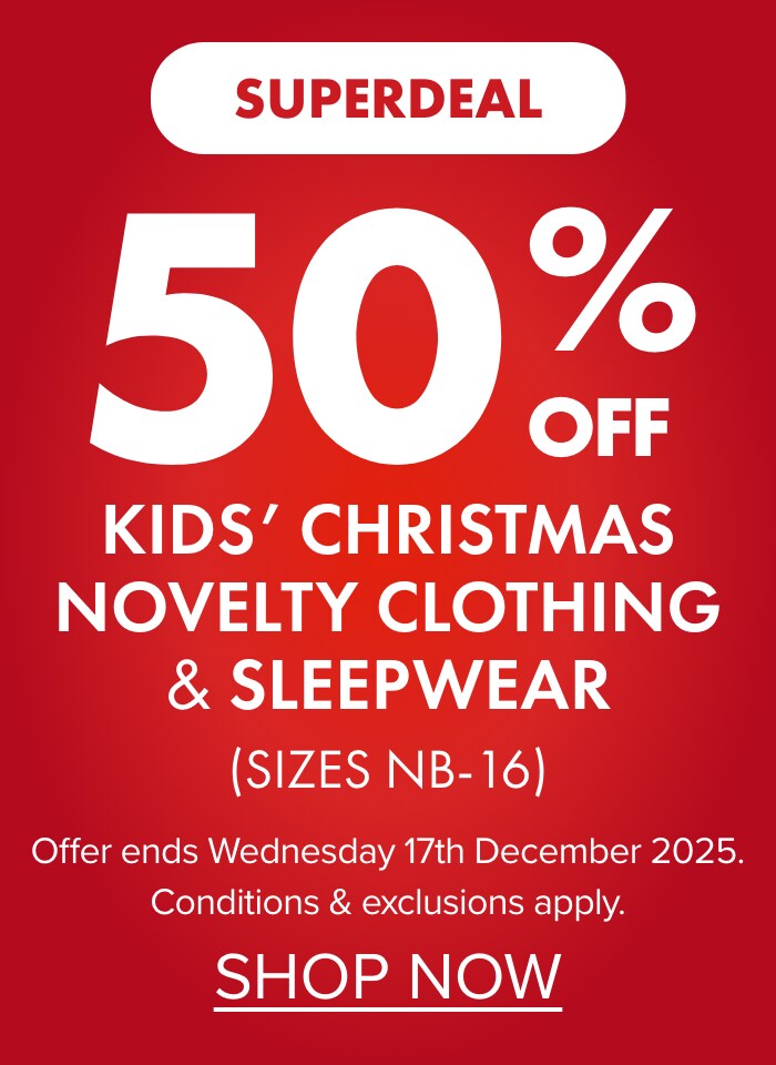 50% OFF Kids' Christmas Novelty Clothing & Sleepwear