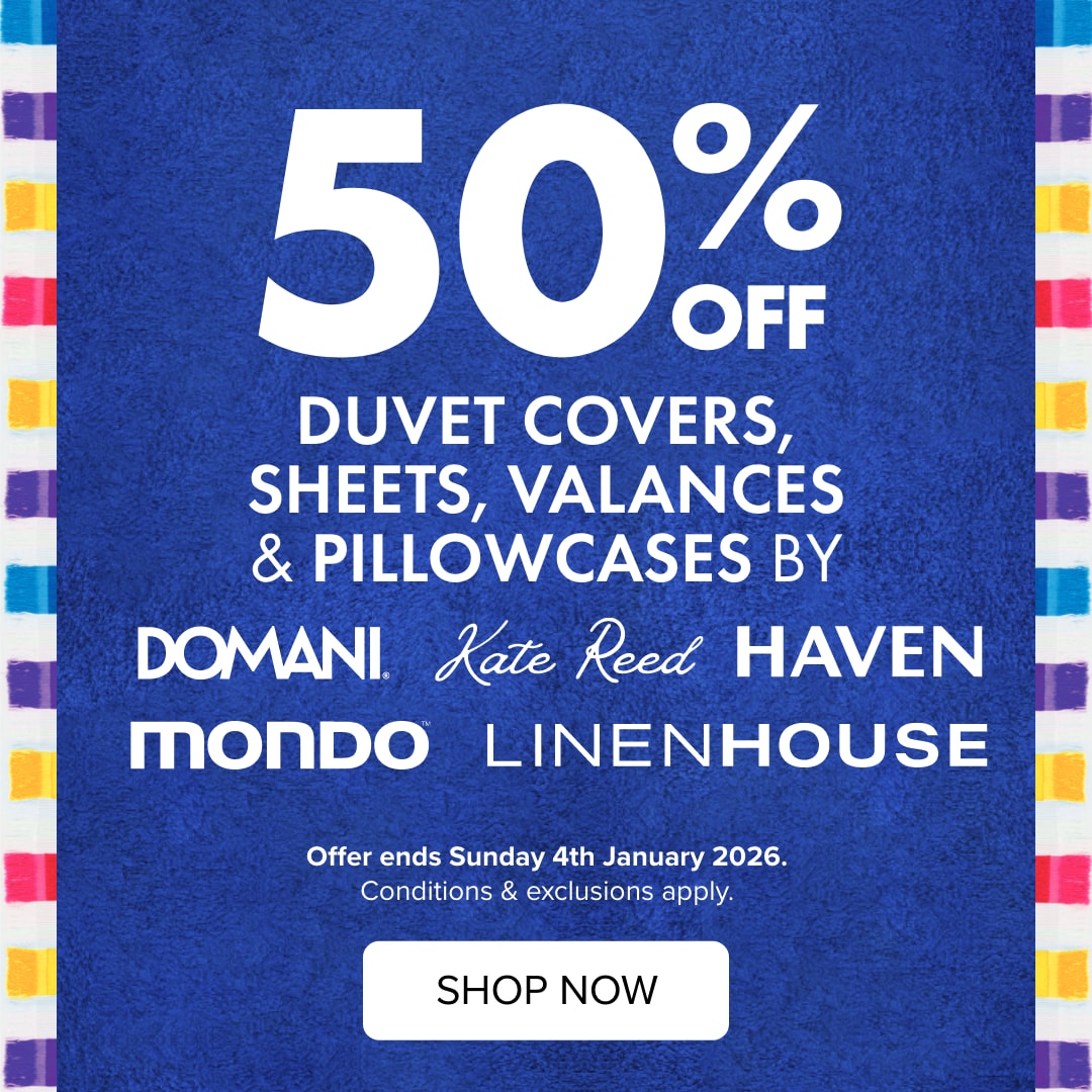 50% OFF Duvet Covers, Sheets, Valances & Pillowcases by Domani, Kate Reed, Haven, Linen House & Mondo