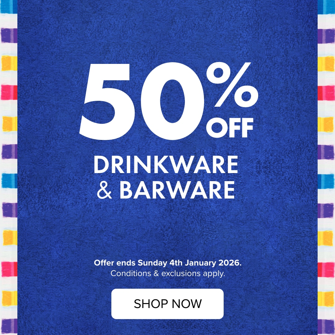 50% OFF Drinkware & Barware