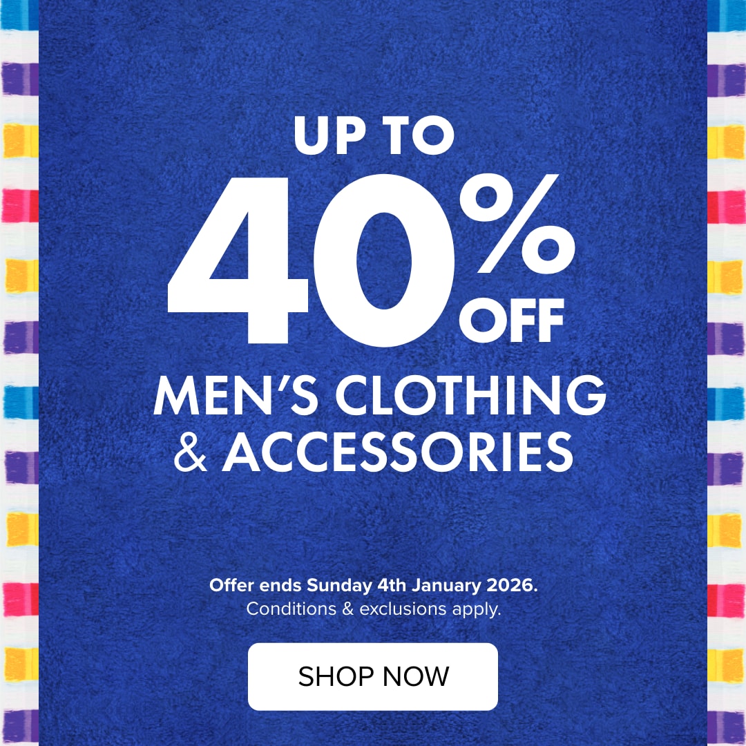 UP TO 40% OFF Men's Clothing & Accessories