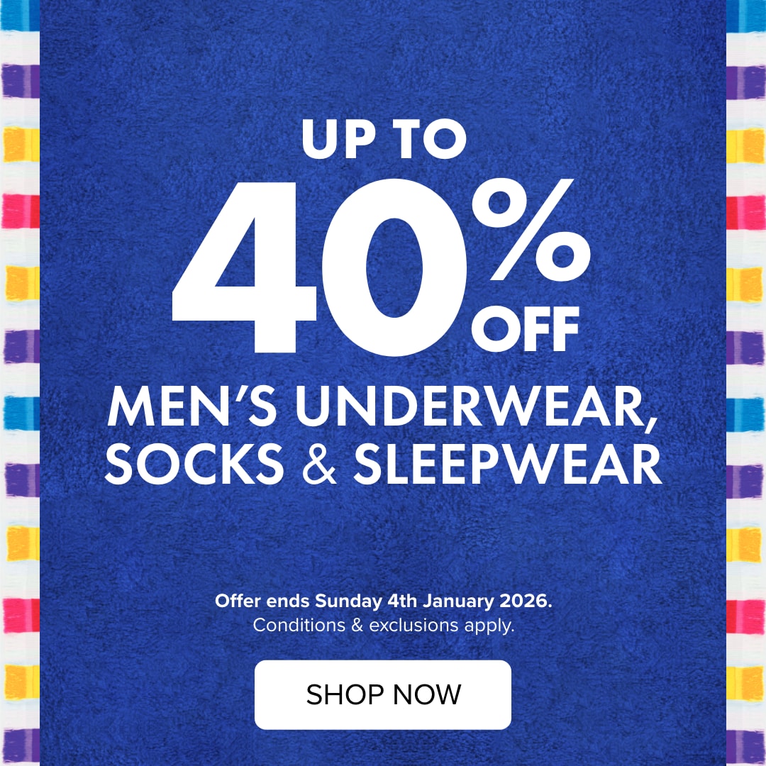 UP TO 40% OFF Men's Underwear, Socks & Sleepwear