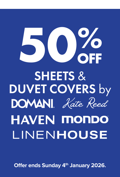 50% OFF Sheets & Duvet Covers by Domani, Kate Reed, Haven, Mondo & Linen House