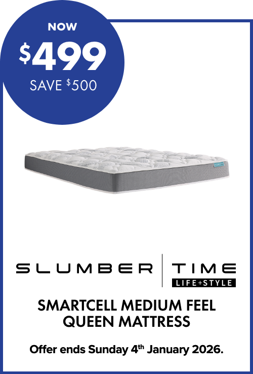 NOW $499 SAVE $500 Slumber Time Smartcell Medium Feel Queen Mattress
