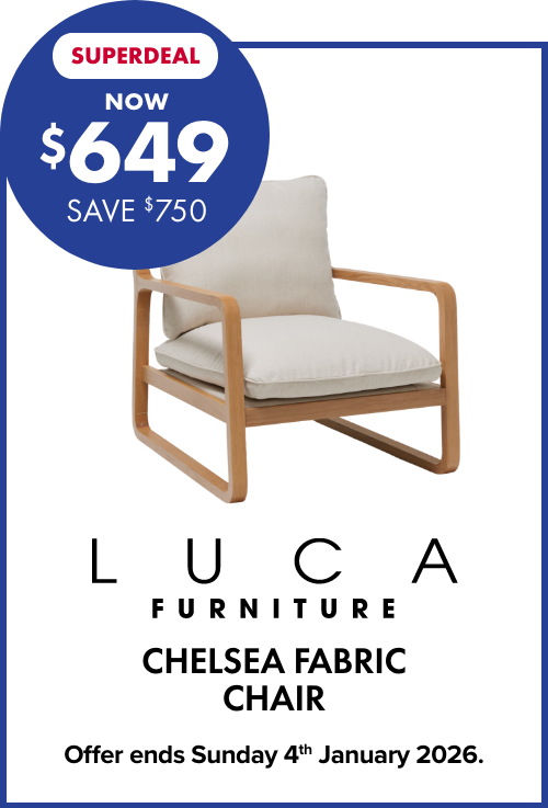SUPERDEAL NOW $649 SAVE $750 LUCA Furniture Chelsea Fabric Chair