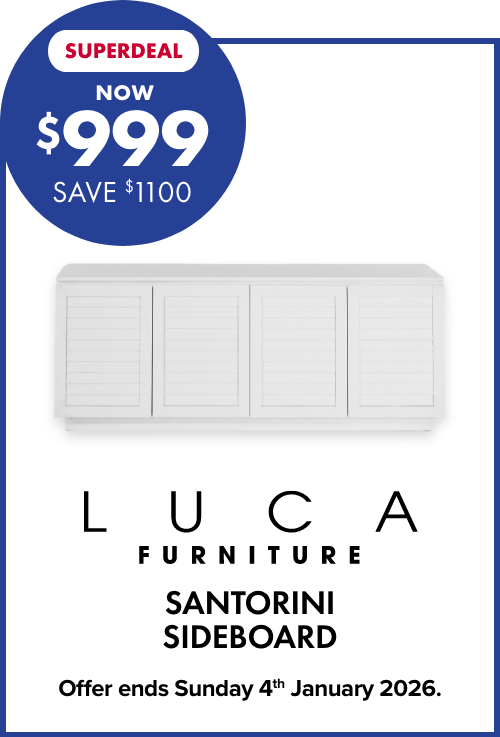 SUPERDEAL NOW $999 SAVE $1100 LUCA Furniture Santorini Sideboard