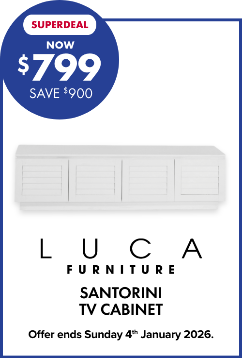 SUPERDEAL NOW $799 SAVE $900 LUCA Furniture Santorini TV Cabinet