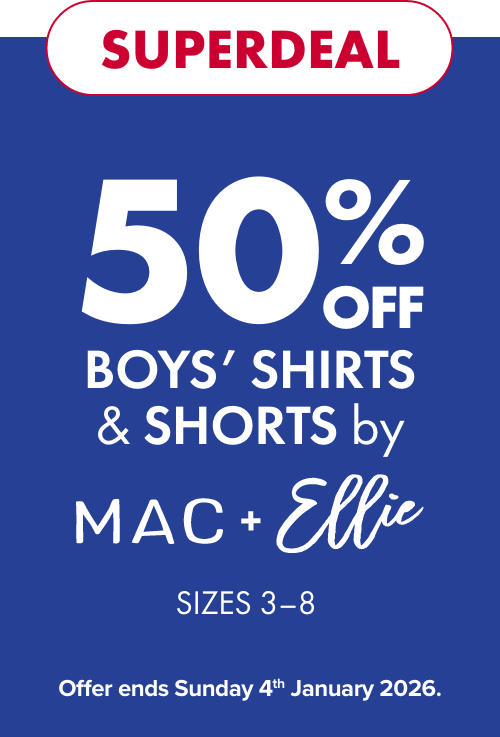 [SUPERDEAL] 50% off Boys Shirts & Shorts by Mac & Ellie Sizes 3-8.
