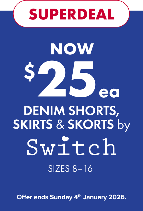 [SUPERDEAL] NOW $25ea Denim Shorts, Skirts & Skorts by Switch Sizes 8-16 .