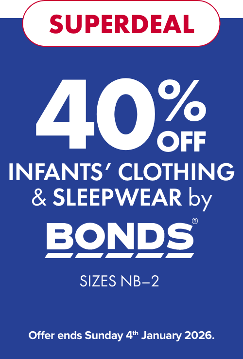[SUPERDEAL] 40% off Infants Clothing & Sleepwear by Bonds Sizes NB-2.