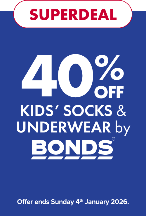 [SUPERDEAL]  40% off  Kids' Socks & Underwear by Bonds
