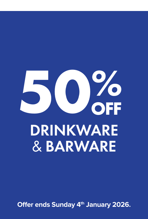 50% OFF Drinkware & Barware