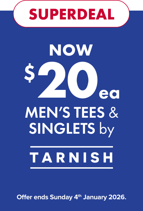 SUPERDEAL NOW $20ea Men's Tees & Singlets by TARNISH