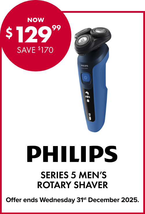 NOW $129.99 SAVE $170  PHILLIPS SERIES 5 MEN'S ROTARY SHAVER