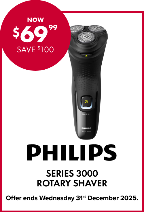NOW $69.99 SAVE $100 PHILLIPS SERIES 3000 ROTARY SHAVER