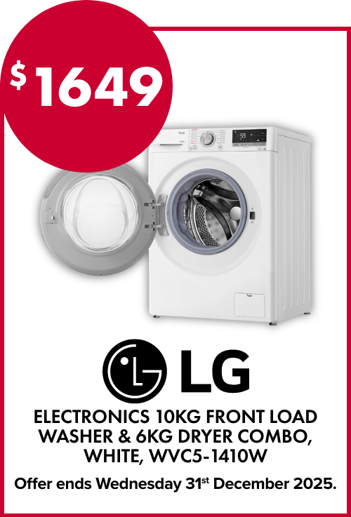 LG Electronics 10kg Front Load Washer & 6kg Dryer Combo, White, WVC5-1410W