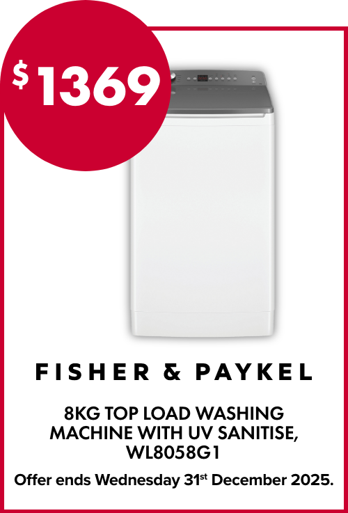 Fisher & Paykel 8kg Top Load Washing Machine with UV Sanitise, WL8058G1