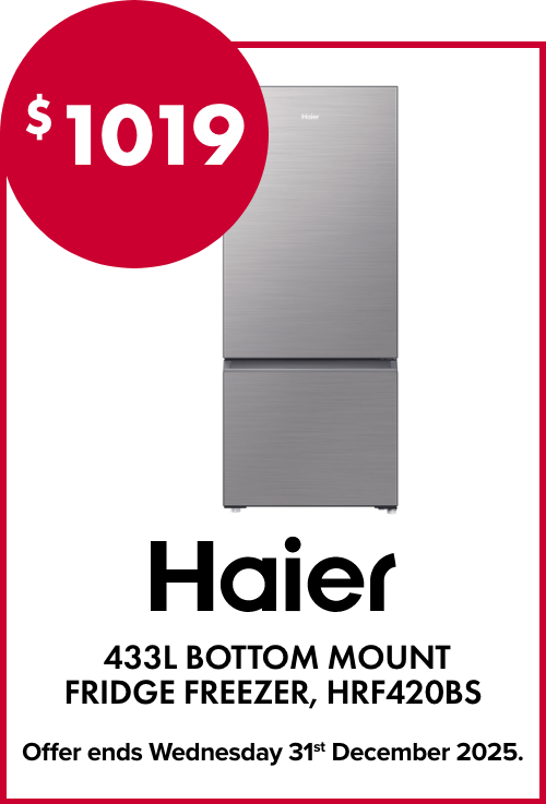 Haier 433L Bottom Mount Fridge Freezer, HRF420BS