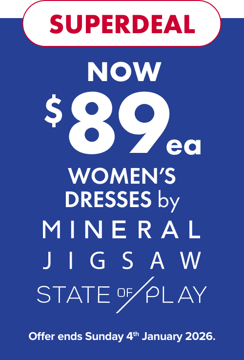 NOW $89ea Dresses by Mineral, Jigsaw & State of Play