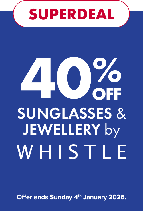 40% OFF Sunglasses & Jewellery by Whistle