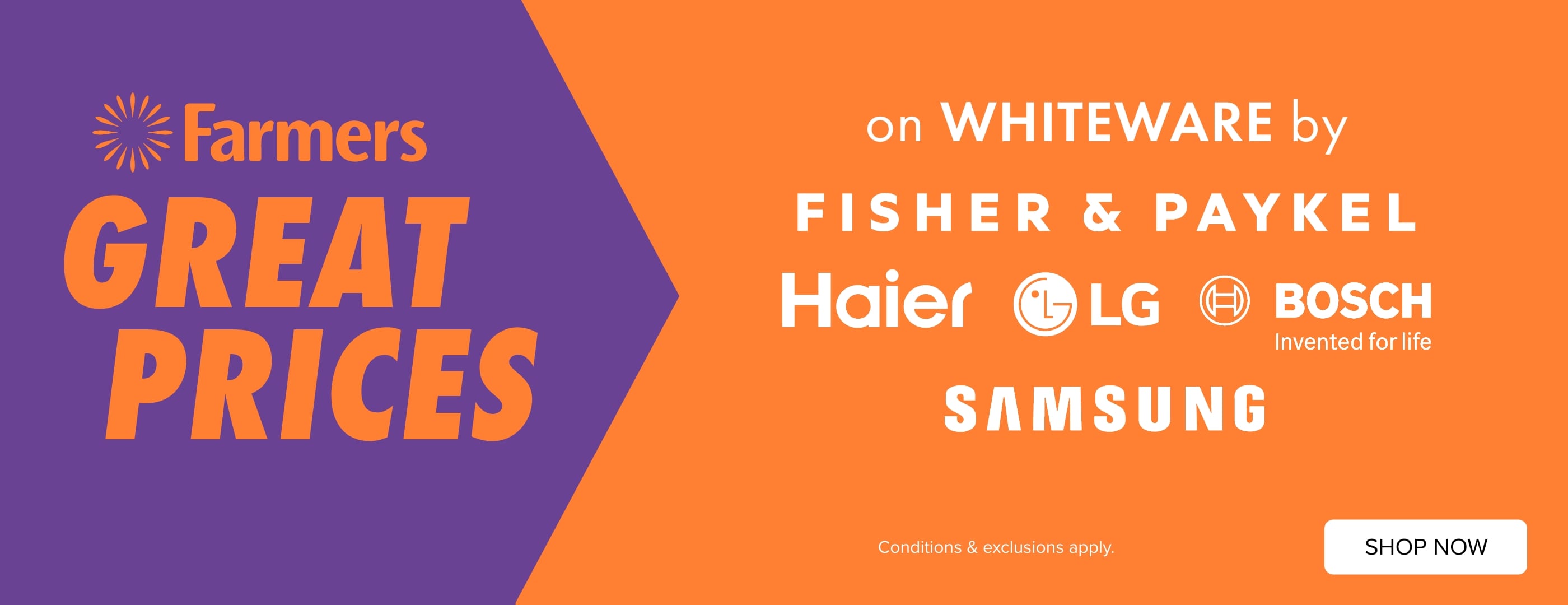 GREAT PRICES on Whiteware by Fisher & Paykel, Haier, LG, Bosch & Samsung