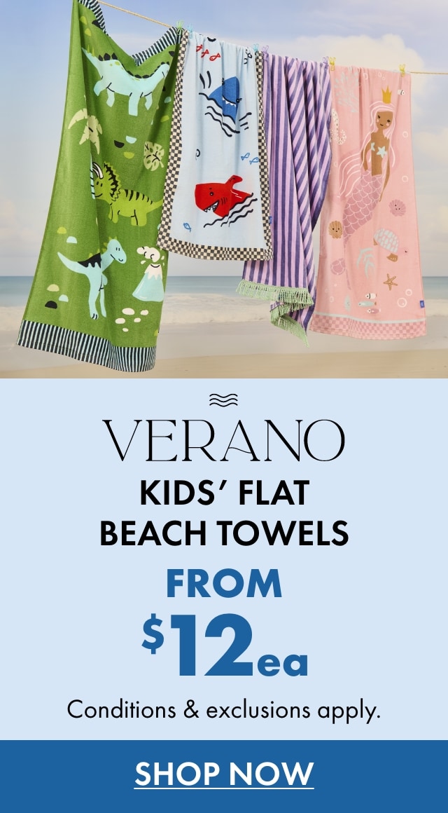 Verano Kids' Flat Beach Towels FROM $12ea