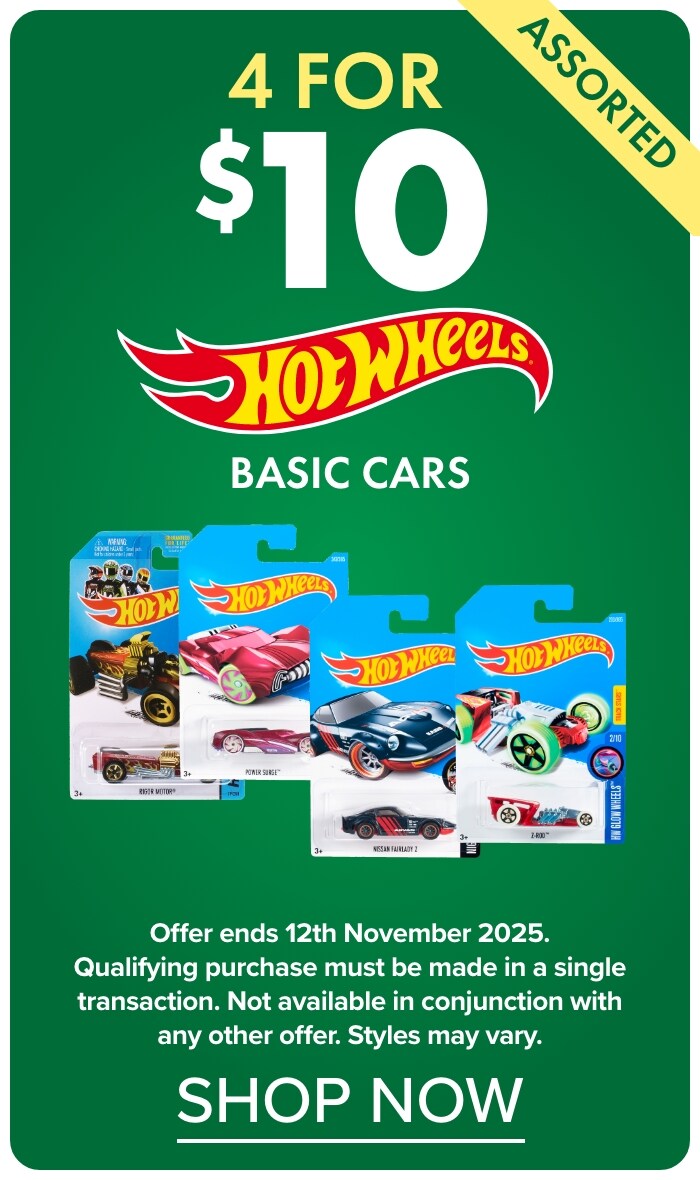 4 for $10 Hot Wheels Basic Cars