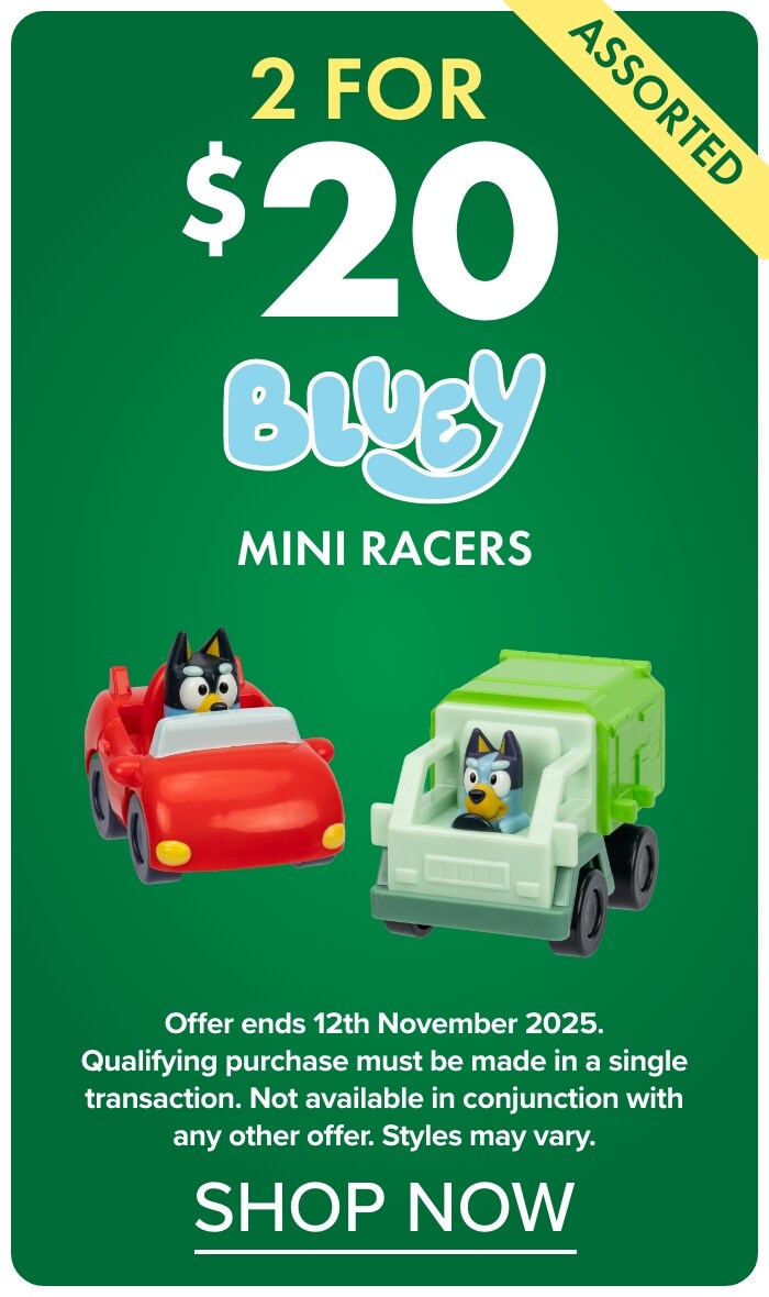 2 for $20 Bluey Mini Cars
