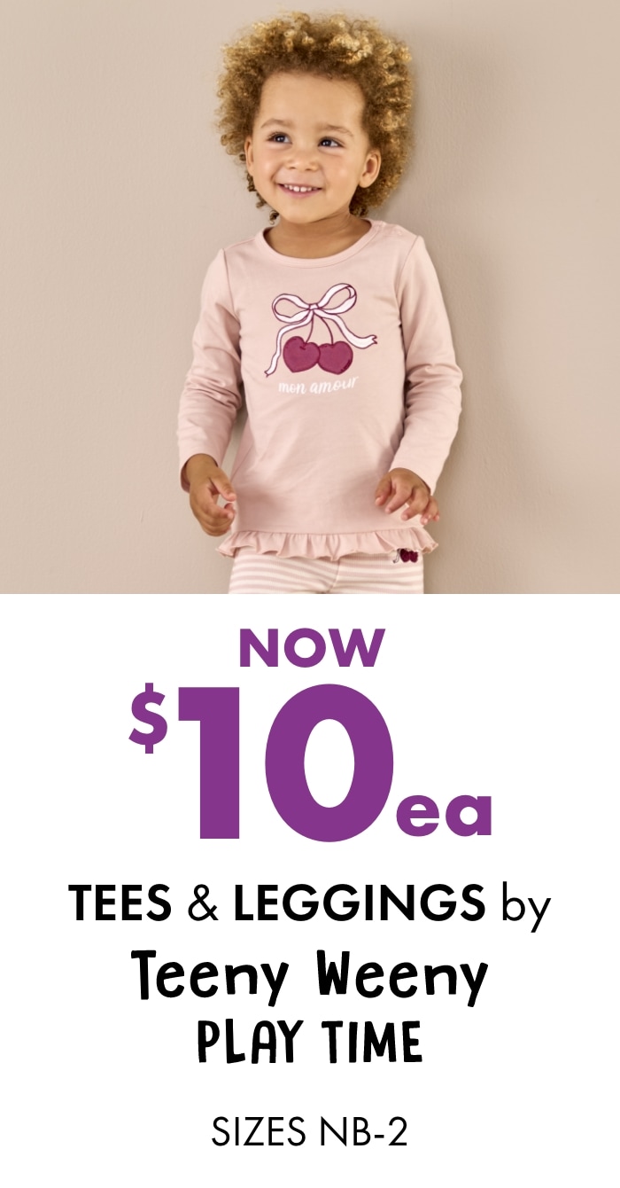 NOW $10ea Tees & Leggings by Teeny Weeny Playtime  Sizes NB-2