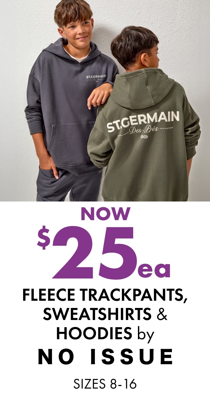 NOW $25ea Fleece Trackpants, Sweatshirts & Hoodies by No Issue  Sizes 8-16