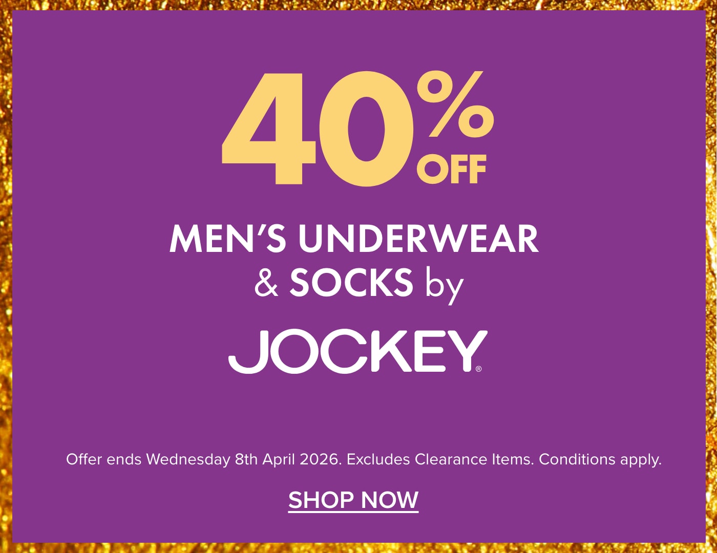 40% off Men’s Underwear & Socks by Jockey