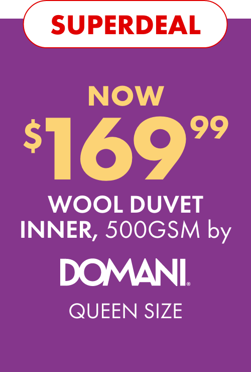 SUPERDEAL NOW $169.99 Wool Duvet Inner, 500GSM by Domani (Queen Size)