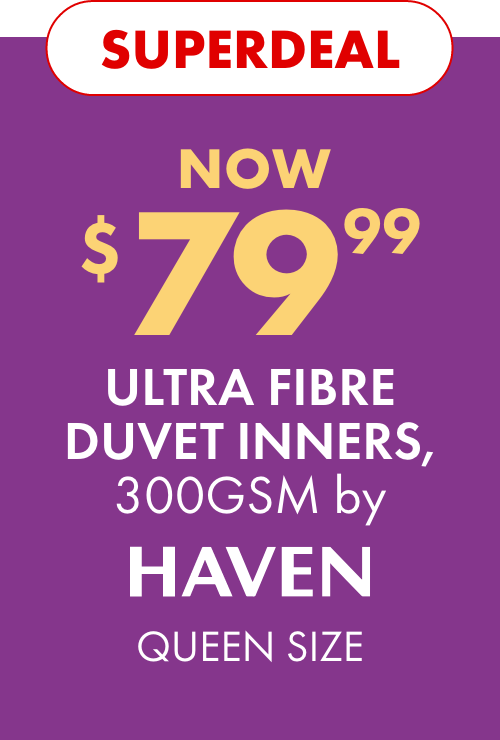 SUPERDEAL NOW $79.99 Ultra Fibre Duvet Inners, 300GSM by Haven (Queen Size)