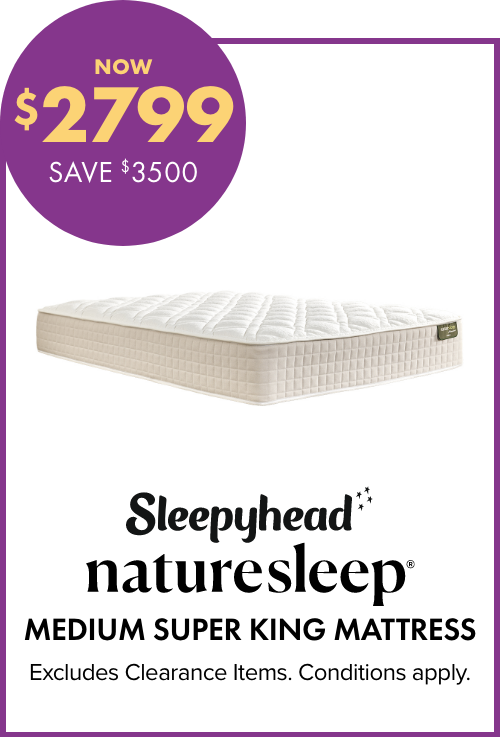 NOW $2799 SAVE $3500 Sleepyhead Naturesleep Medium Super King Mattress
